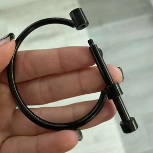 Black Screw Bracelet Cuff, Unisex Tita…